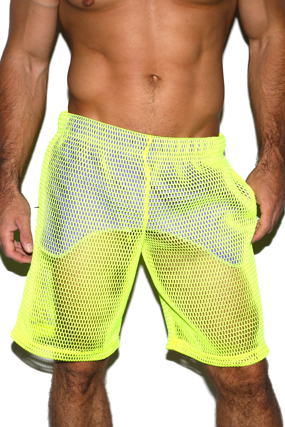 Ocean Shorts (Neon Yellow with Purple Zip Pocket)