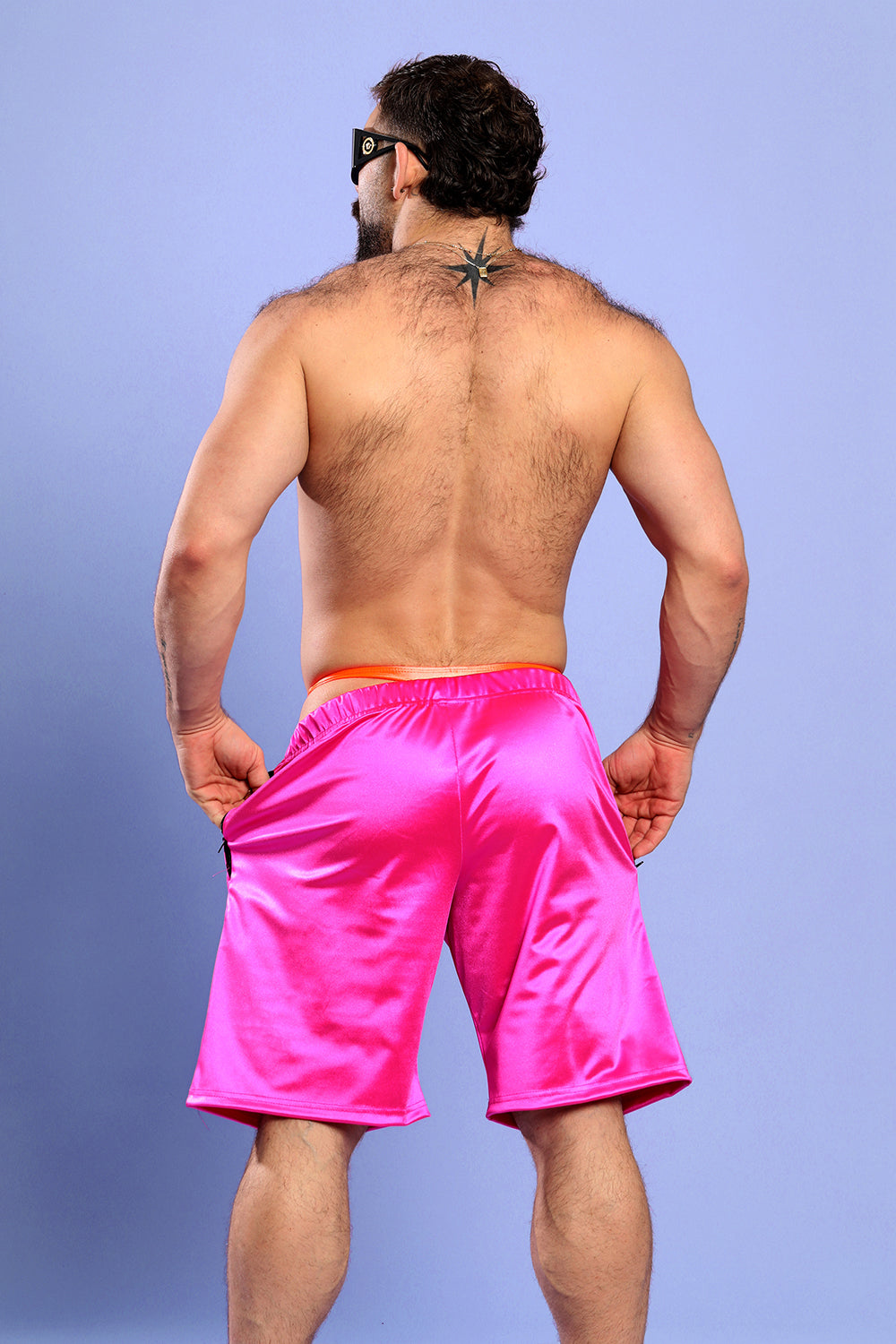 Electric Pink Zipper Pocket Shorts