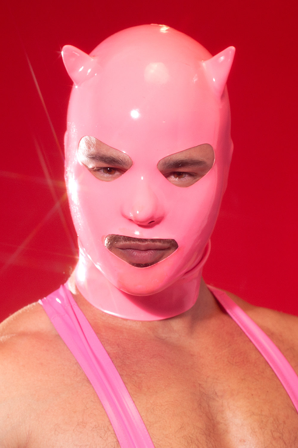 Limited Edition Pink Latex Devil Mask - Slick It Up 