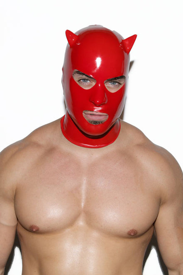Devil Mask Latex Mens Masquerade Red main image 1