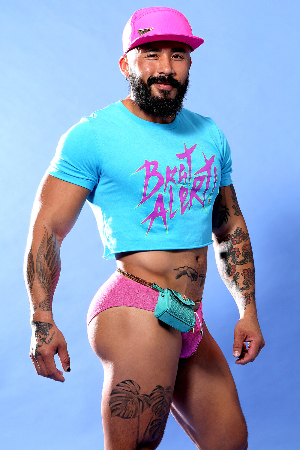 Brat Alert Crop Top (Blacklight glowing ink) - Slick It Up 