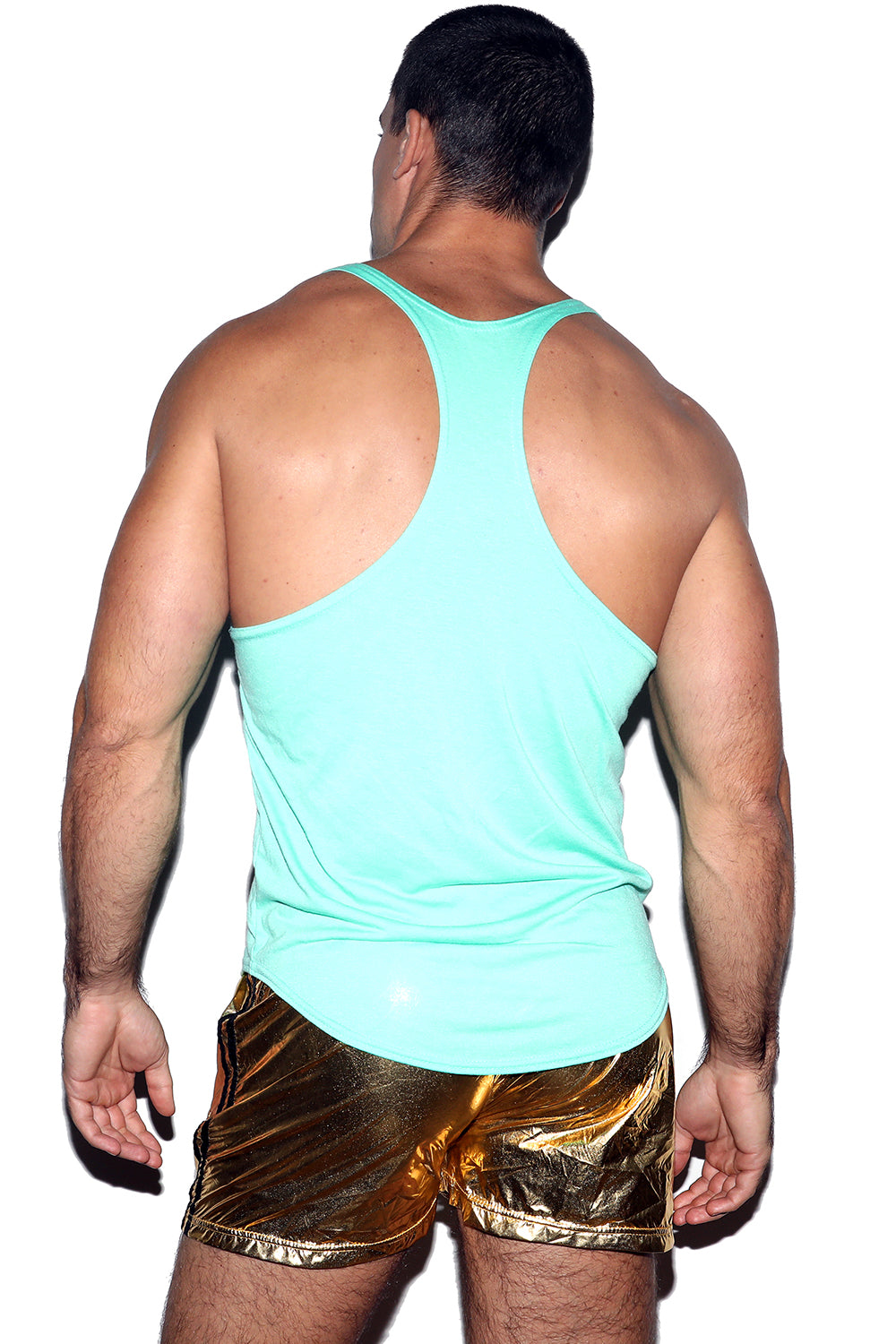 Masked Man String Tank Mint and Neon Purple