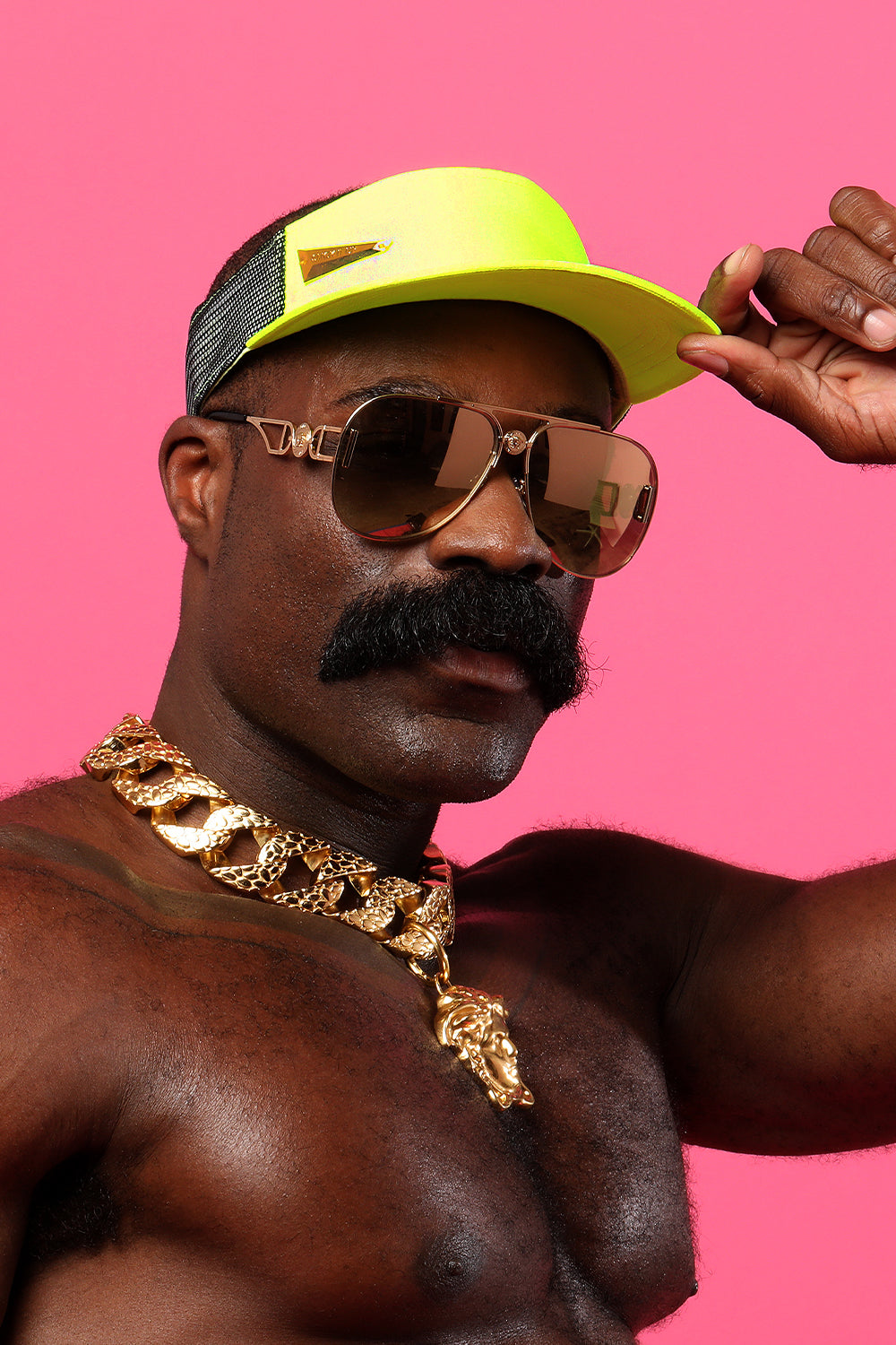 Neon Yellow Visor Gold Razor Logo