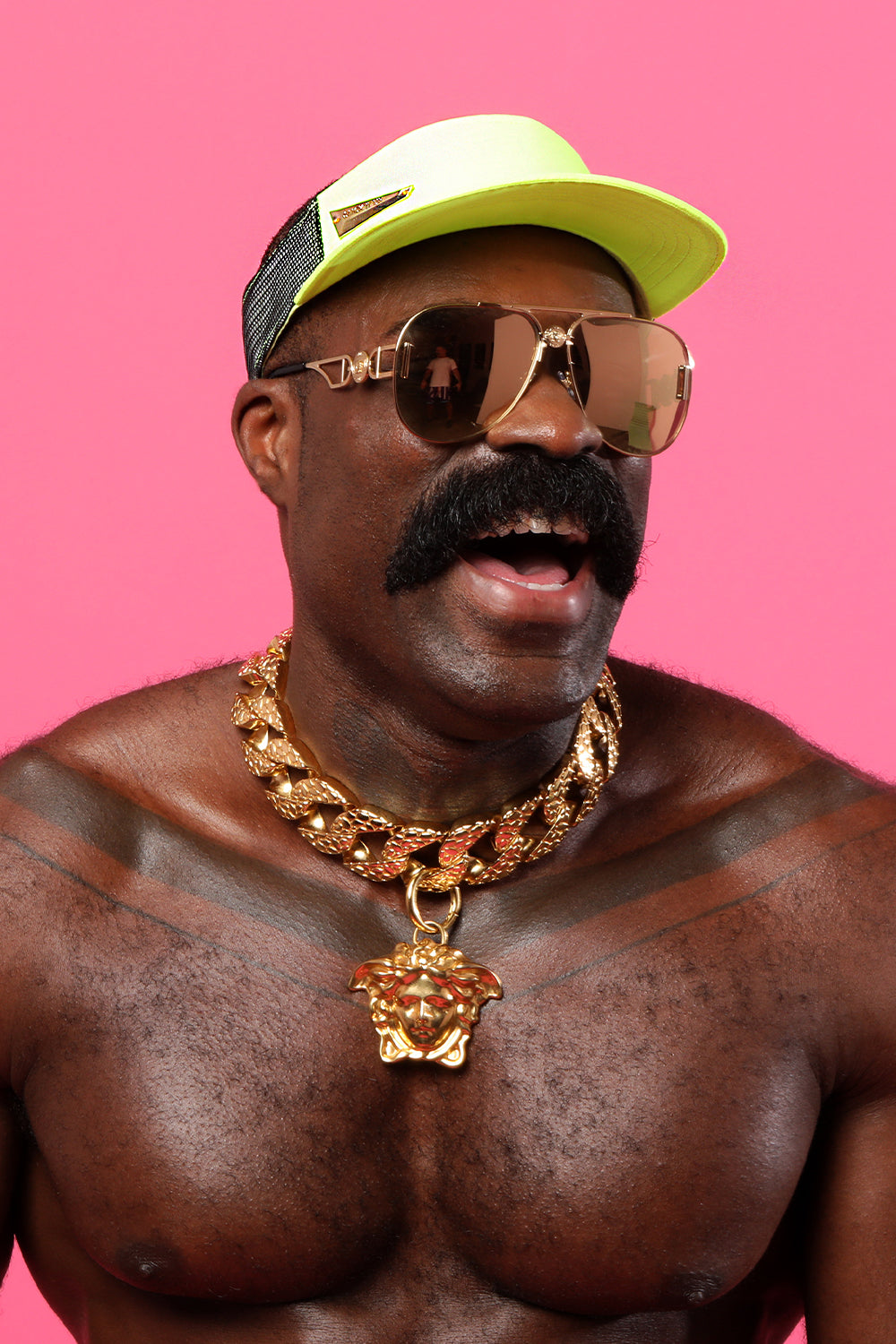 Neon Yellow Visor Gold Razor Logo
