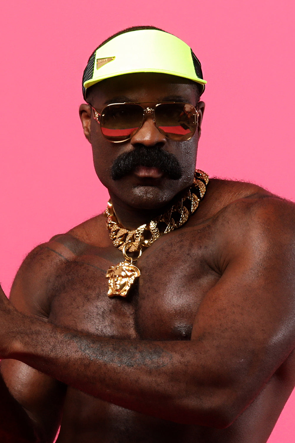 Neon Yellow Visor Gold Razor Logo