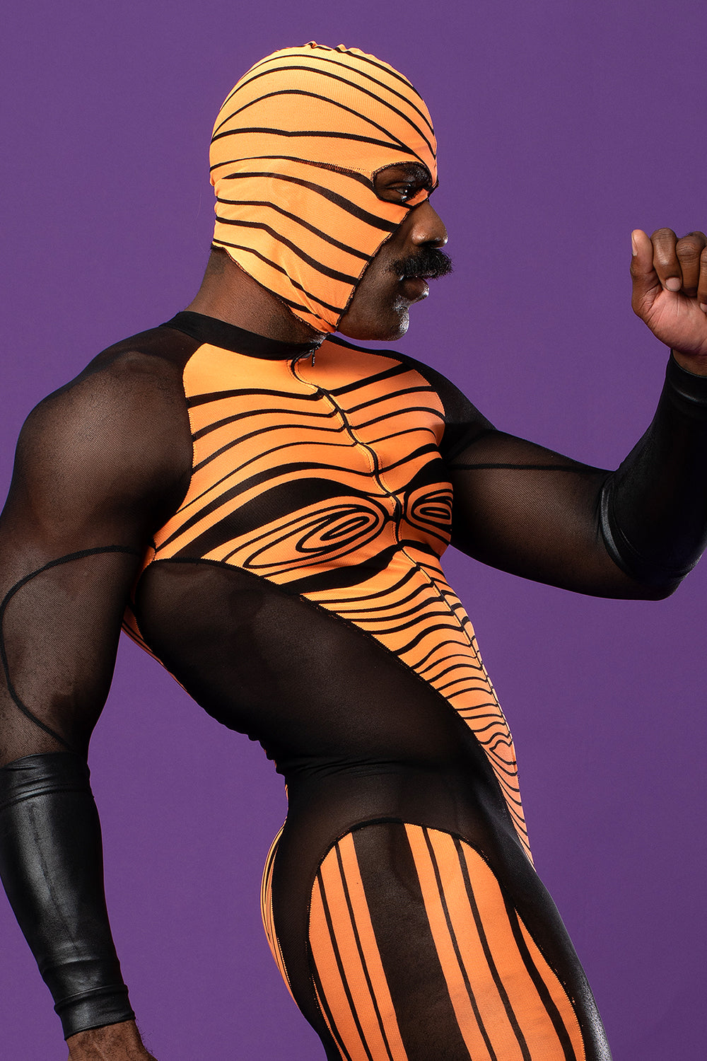 Orange and Black Day Glo Hood