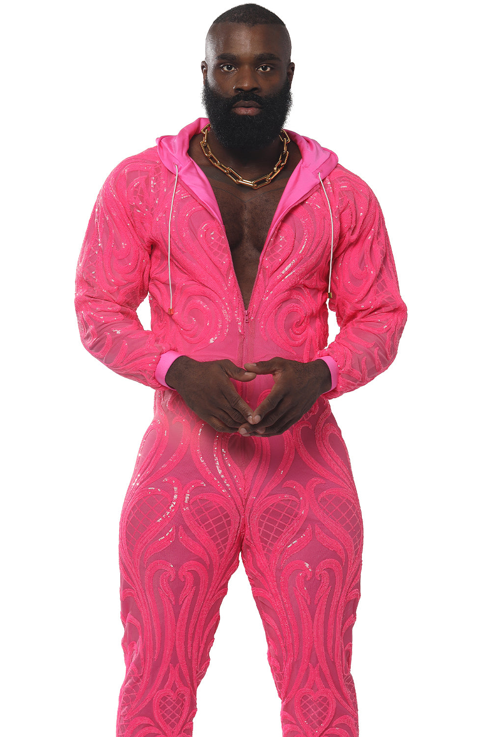 Neon Pink Sequin Jumpsuit