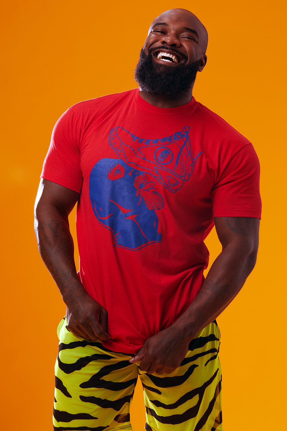 Sneaker Stomp Tee Shirt (Red and Blue) - Slick It Up 