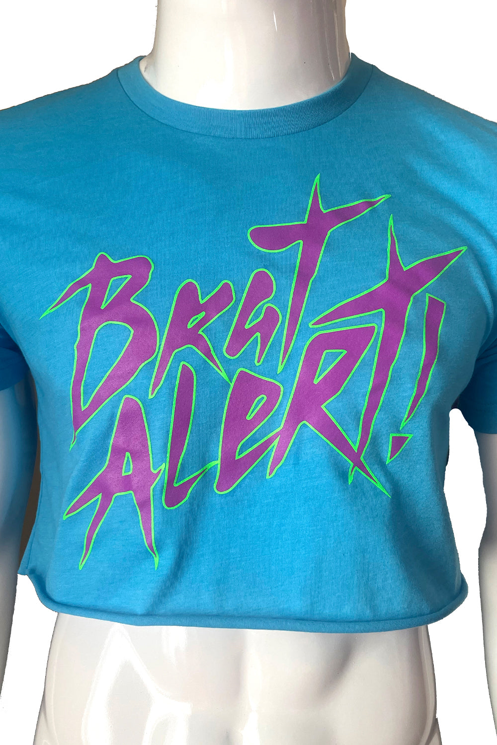 Brat Alert Crop Top (Blacklight glowing ink) - Slick It Up 