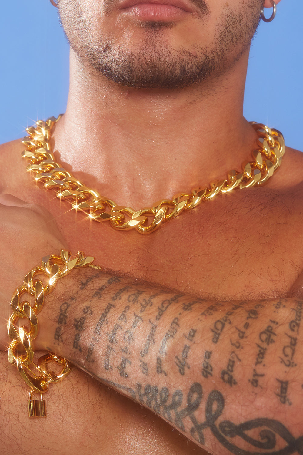 Super Heavy Weight 18 Karat Gold Plated Stainless Steel Chain and Bracelet Set (10% discount on set) - Slick It Up 