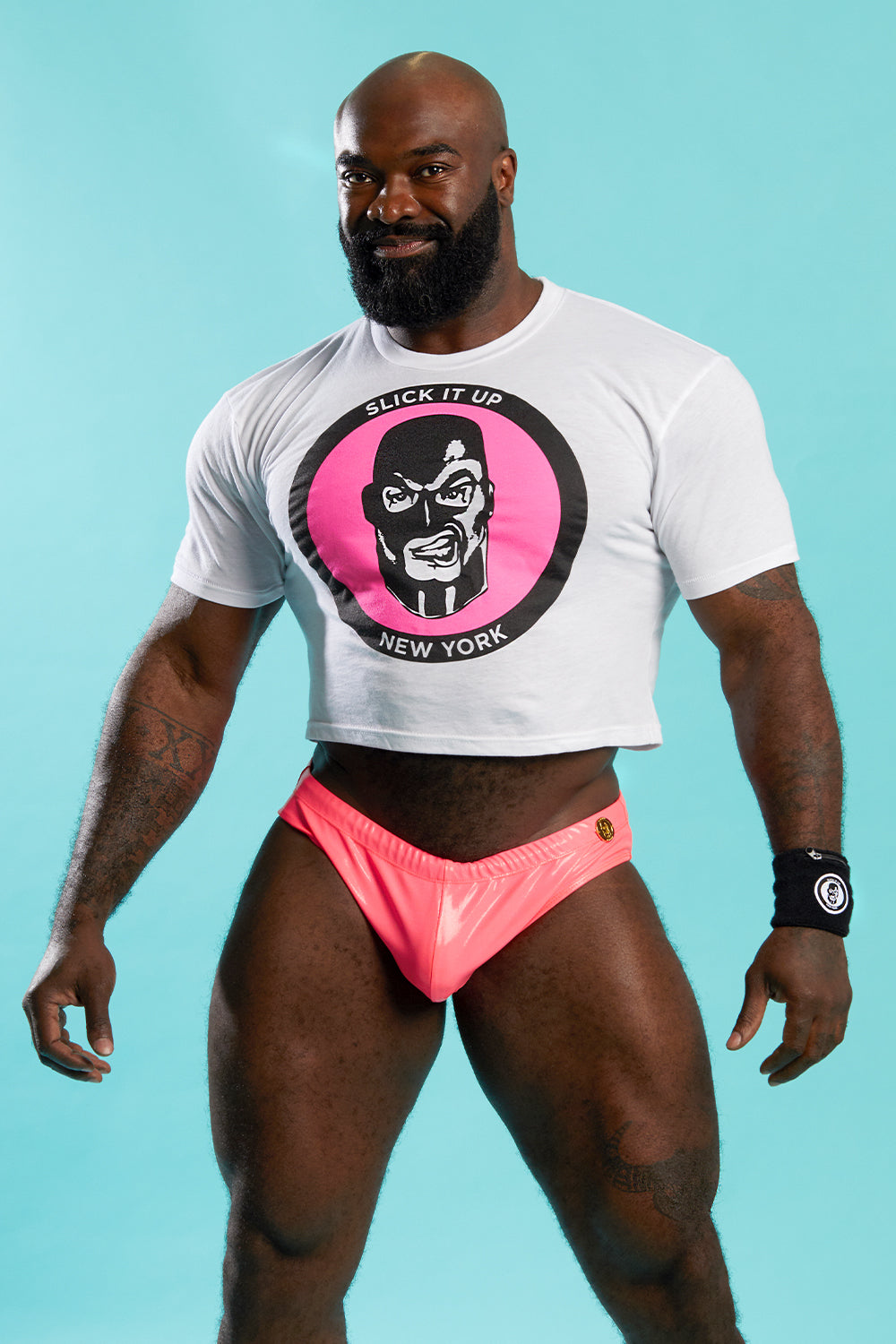 Neon Pink Logo Tee Crop Top - Slick It Up 