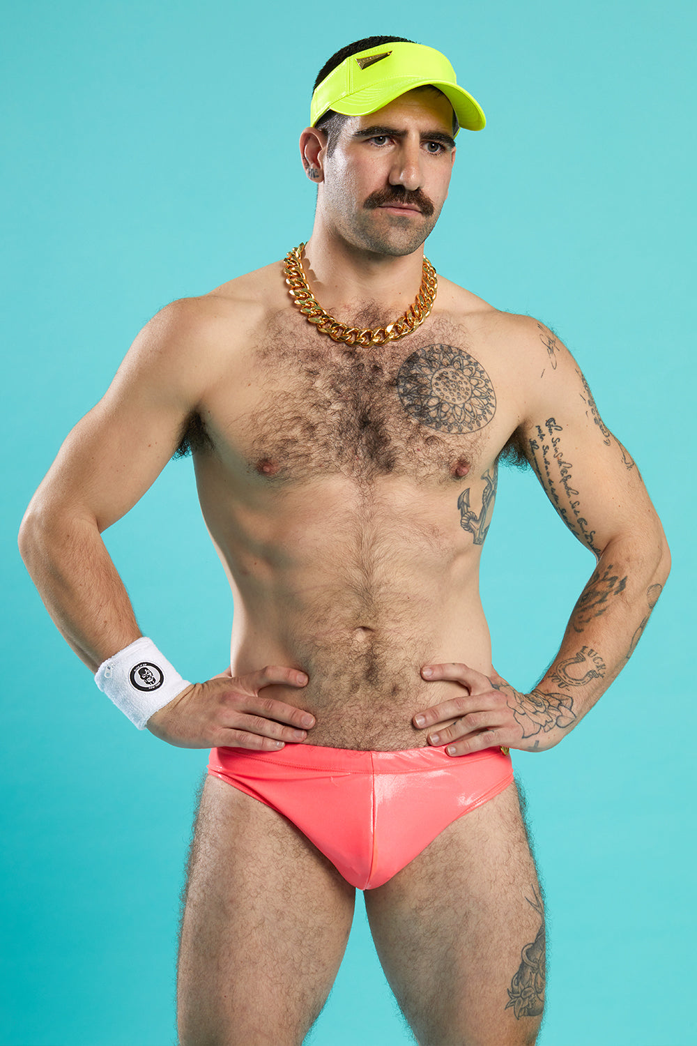 25% Neon Coral Hyper-Gloss Swimsuit - Slick It Up 