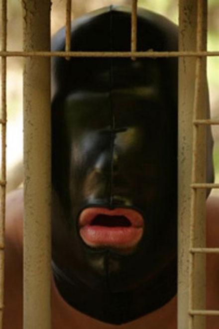 LEATHER LOOK SPANDEX SMALL MOUTH ONLY HOOD - Slick It Up 