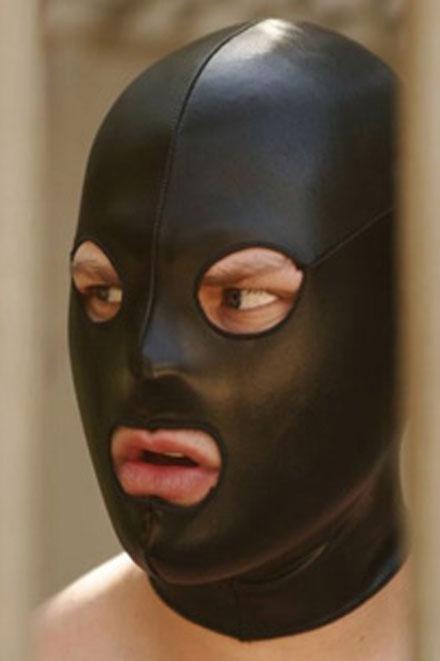 LEATHER LOOK EYES AND SMALL MOUTH HOOD - Slick It Up 