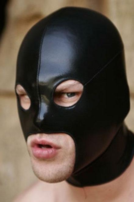 LEATHER LOOK EYES AND LARGE MOUTH HOOD - Slick It Up 