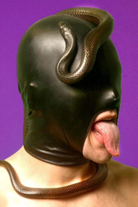 LEATHER LOOK LARGE MOUTH ONLY HOOD - Slick It Up 