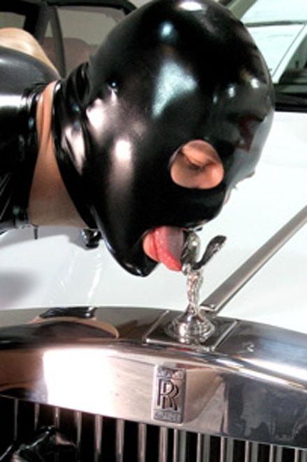 LATEX LOOK EYES AND SMALL MOUTH HOOD - Slick It Up 