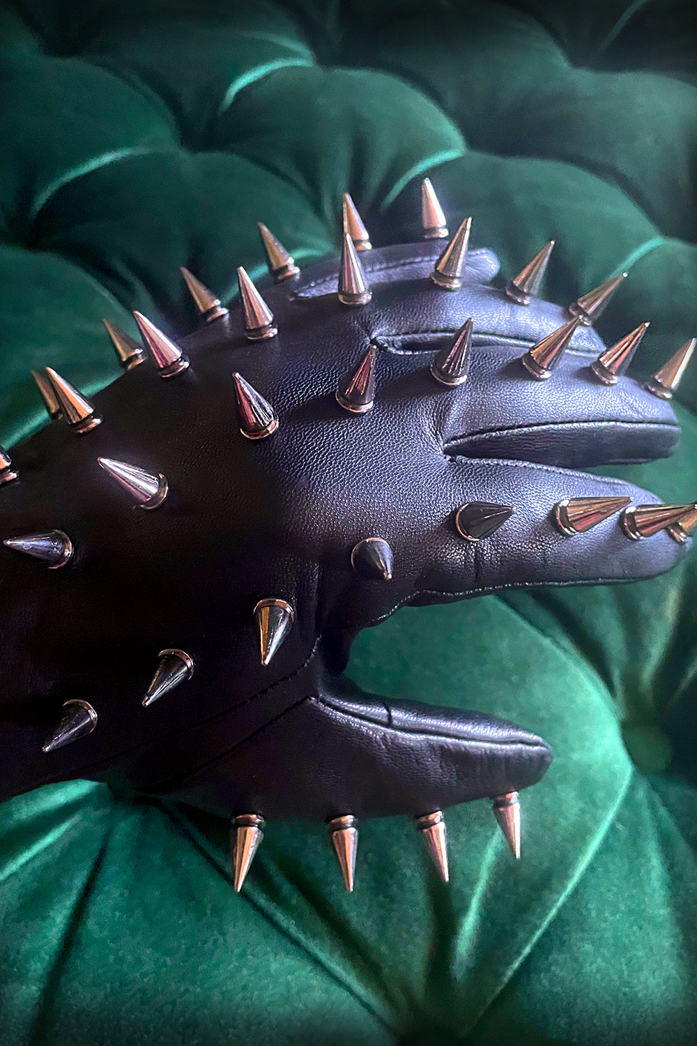 Spiked Leather Gloves - Slick It Up 
