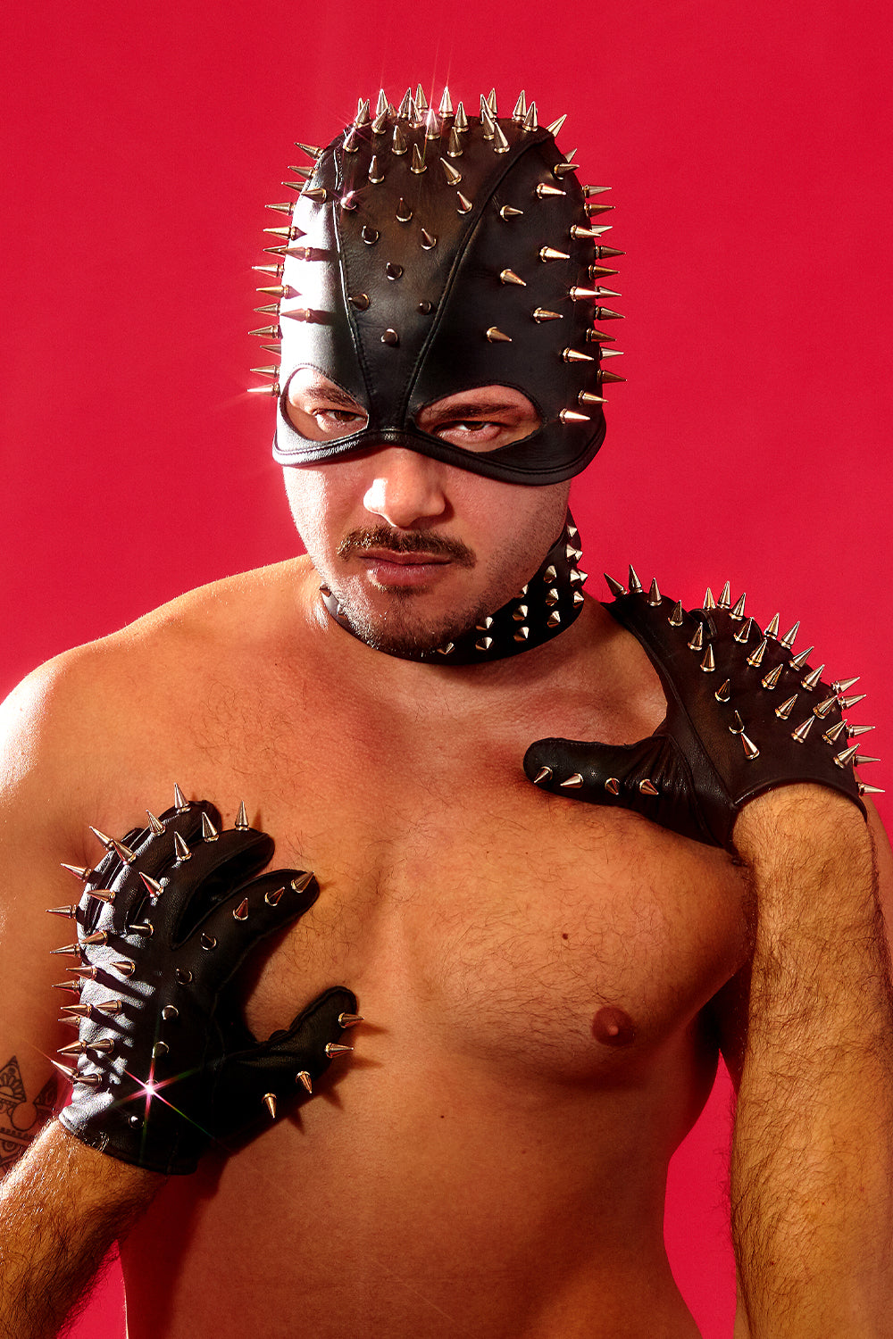 Spiked Leather Gloves - Slick It Up 